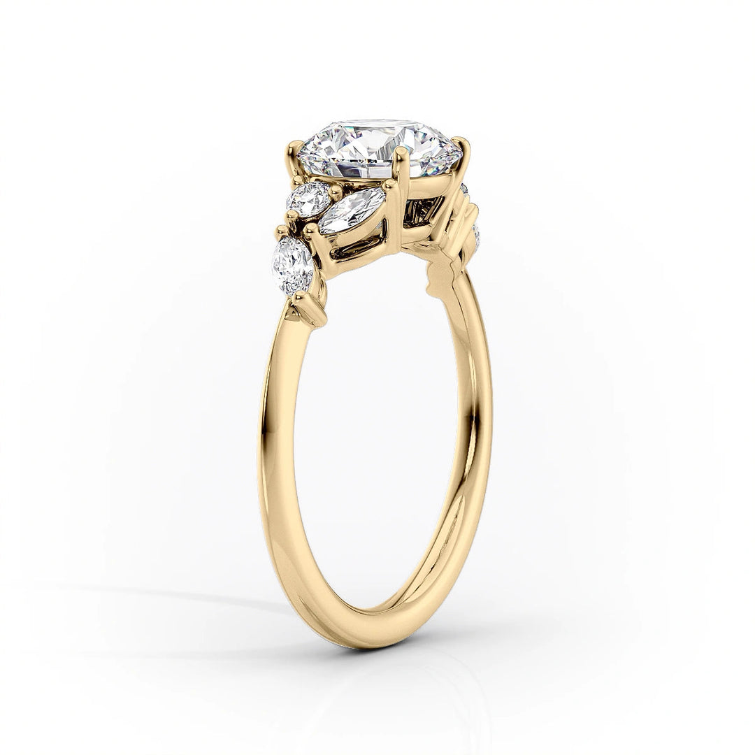 The Miranda Set With Cushion Side Stone Lab Diamond 1.5 Carat 14K Gold#material_14k-gold