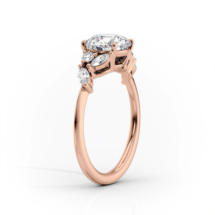 The Miranda Set With Cushion Side Stone Lab Diamond 1.5 Carat 14K Rose#material_14k-rose