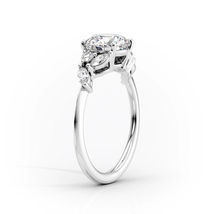 The Miranda Set With Cushion Side Stone Lab Diamond 1.5 Carat 14K White#material_14k-white