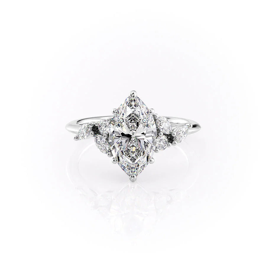 The Miranda Set With Marquise Side Stone Moissanite#material_14k-white