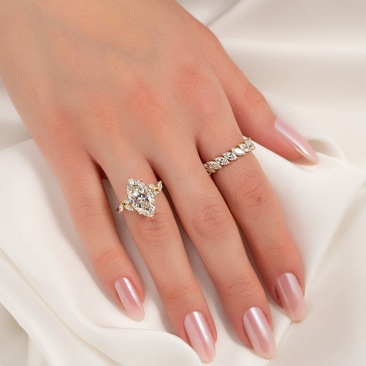 The Miranda Marquise Lab Diamond Moissanite Engagement Ring *Shown with 4 ct #material_gold