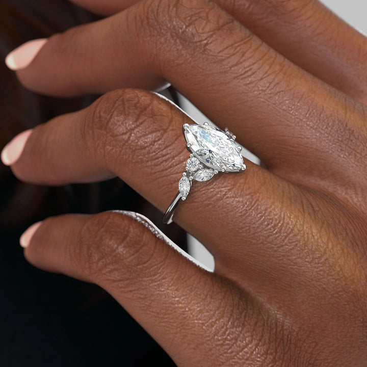 The Miranda Marquise Lab Diamond Moissanite Engagement Ring *Shown with 2 ct #material_white