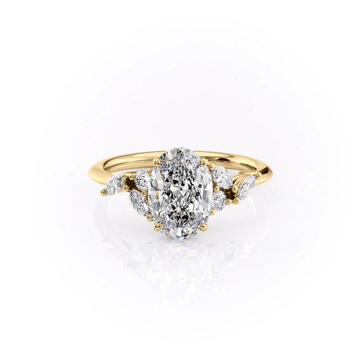 The Miranda Set With Oval Side Stone Lab Diamond 1 Carat 14K Gold#material_14k-gold