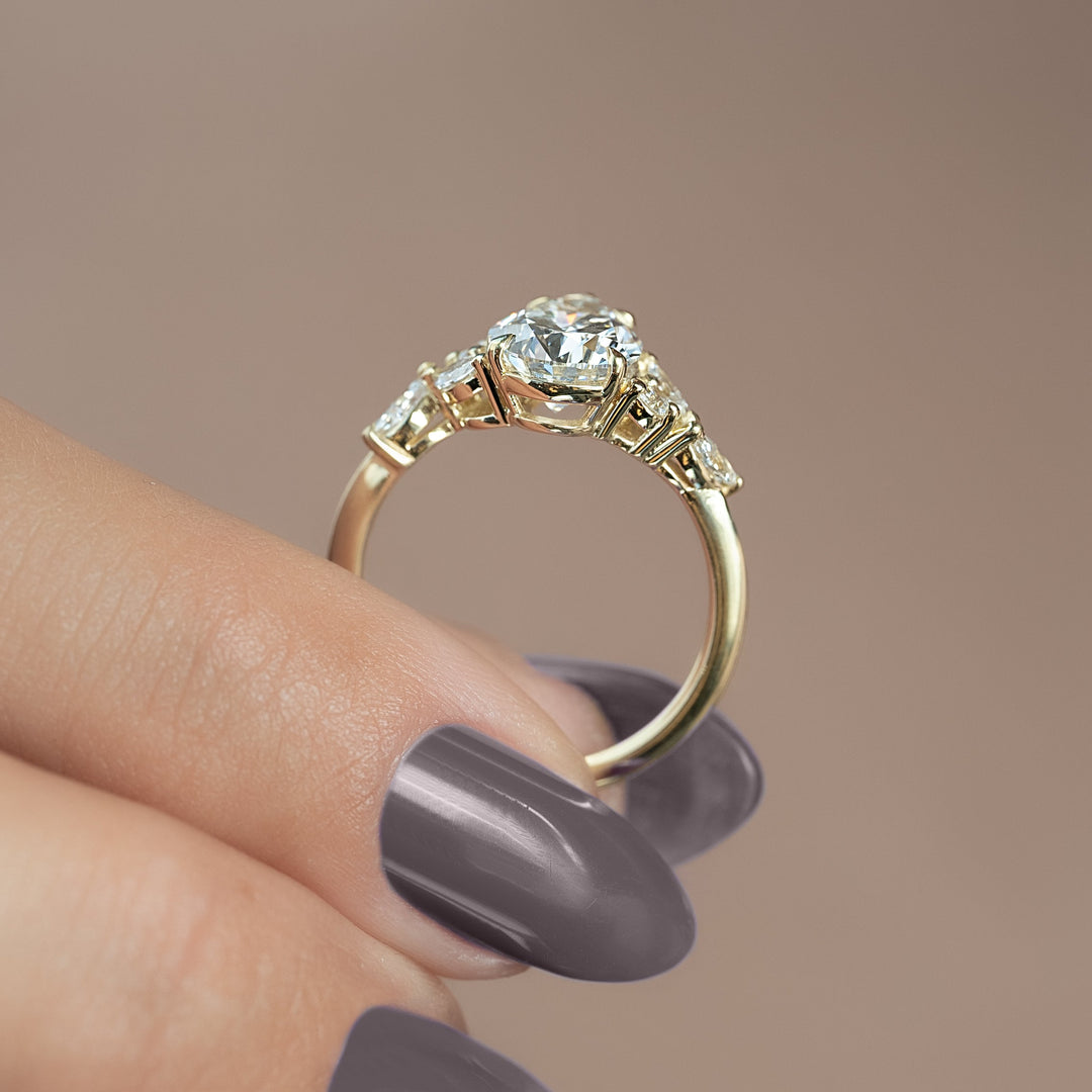 The Miranda Pear Lab Diamond Moissanite Engagement Ring