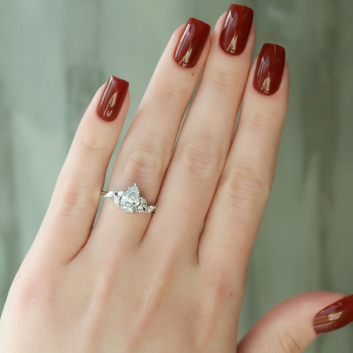 The Miranda Pear Lab Diamond Moissanite Engagement Ring *Shown with 1.5 ct #material_white