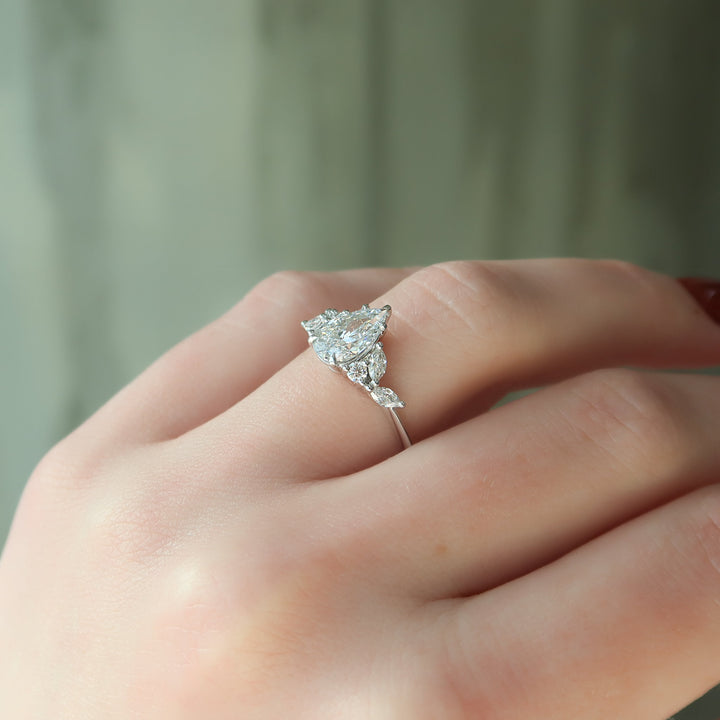 The Miranda Pear Lab Diamond Moissanite Engagement Ring *Shown with 1.5 ct #material_white
