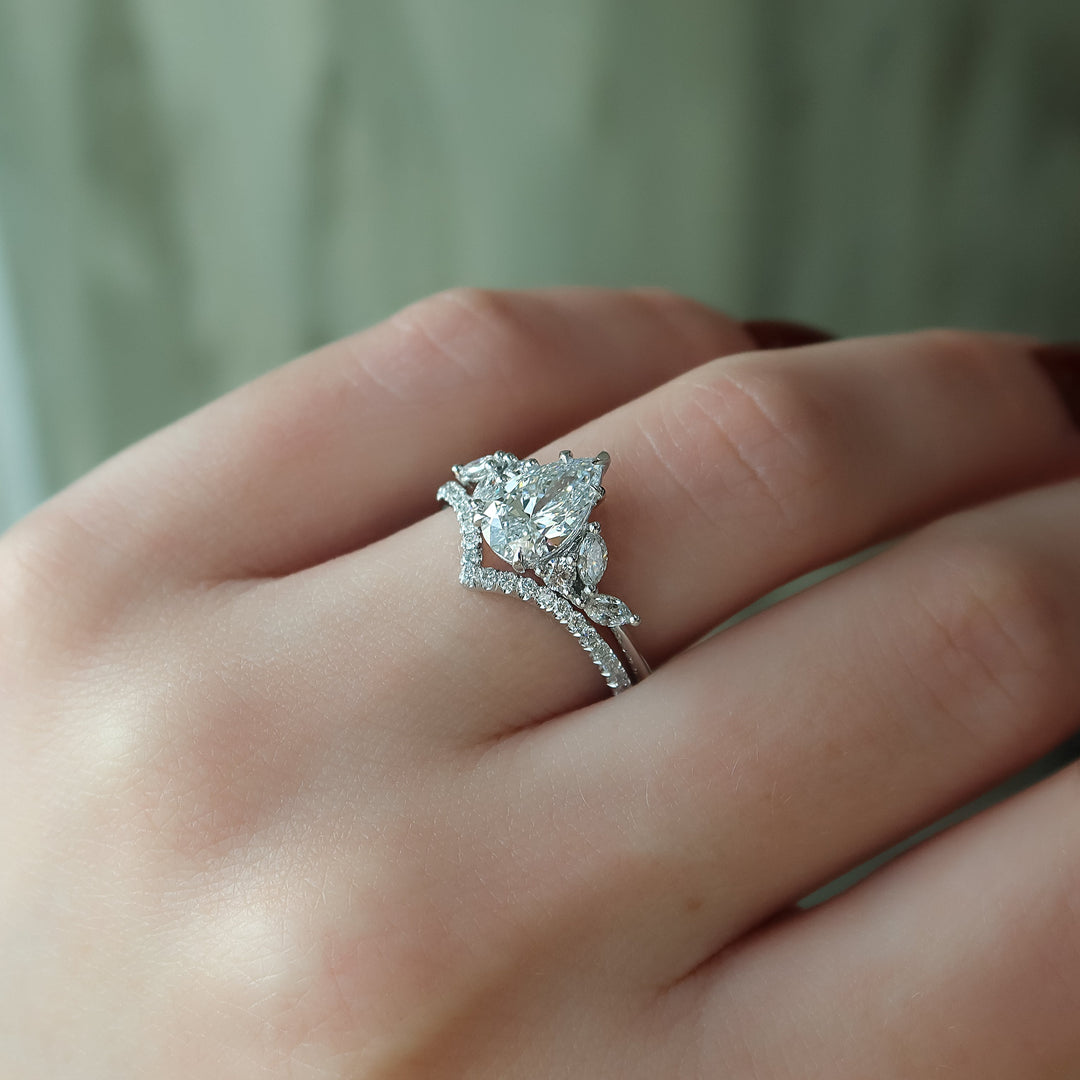 The Miranda Pear Lab Diamond Moissanite Engagement Ring