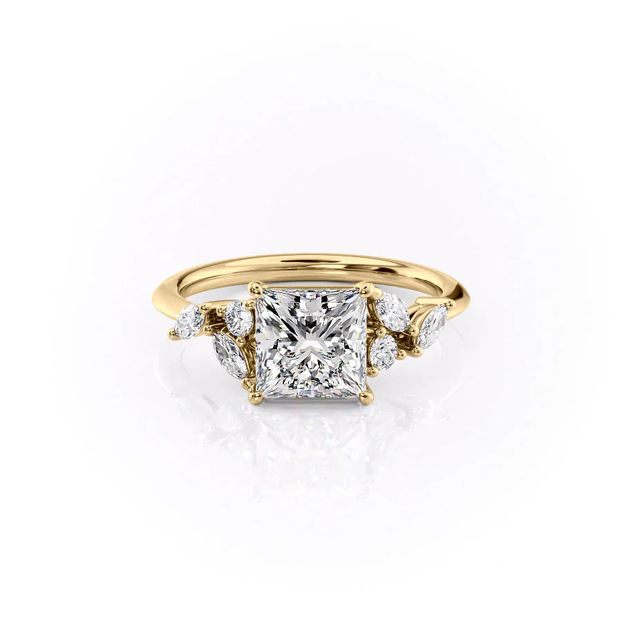 The Miranda Set With Princess Side Stone Lab Diamond 1 Carat 14K Gold#material_14k-gold