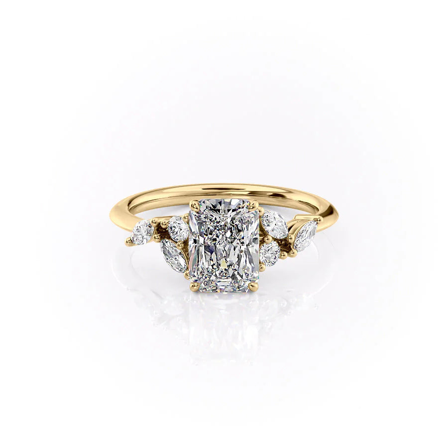 The Miranda Set With Radiant Side Stone Moissanite#material_14k-gold