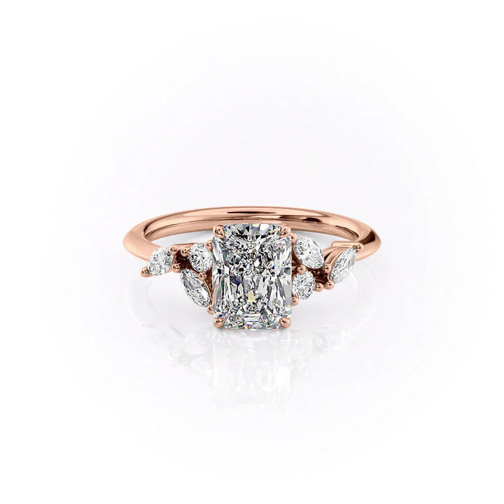 The Miranda Set With Radiant Side Stone Lab Diamond 1 Carat 18K Rose#material_18k-rose