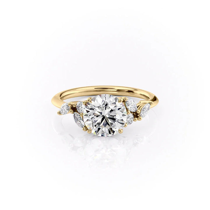 The Miranda Set With Round Side Stone Lab Diamond 1 Carat 14K Gold#material_14k-gold