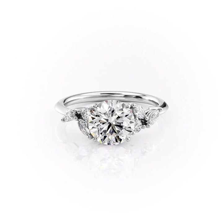 The Miranda Set With Round Side Stone Lab Diamond 1 Carat 14K White#material_14k-white