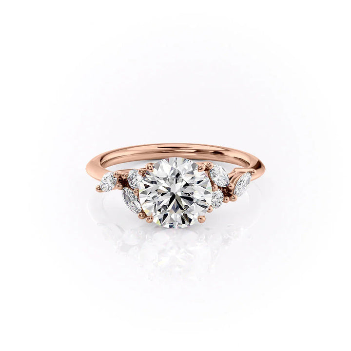 The Miranda Set With Round Side Stone Moissanite#material_18k-rose