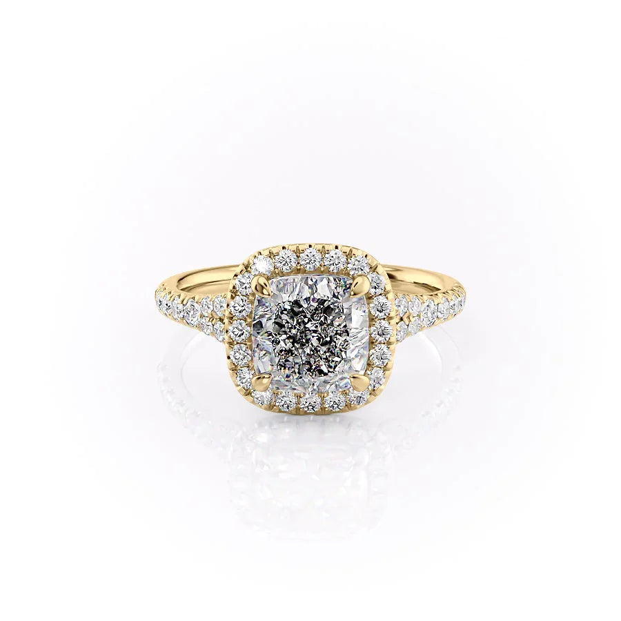 The Molly Set With Cushion Pave Lab Diamond 1 Carat 14K Gold#material_14k-gold