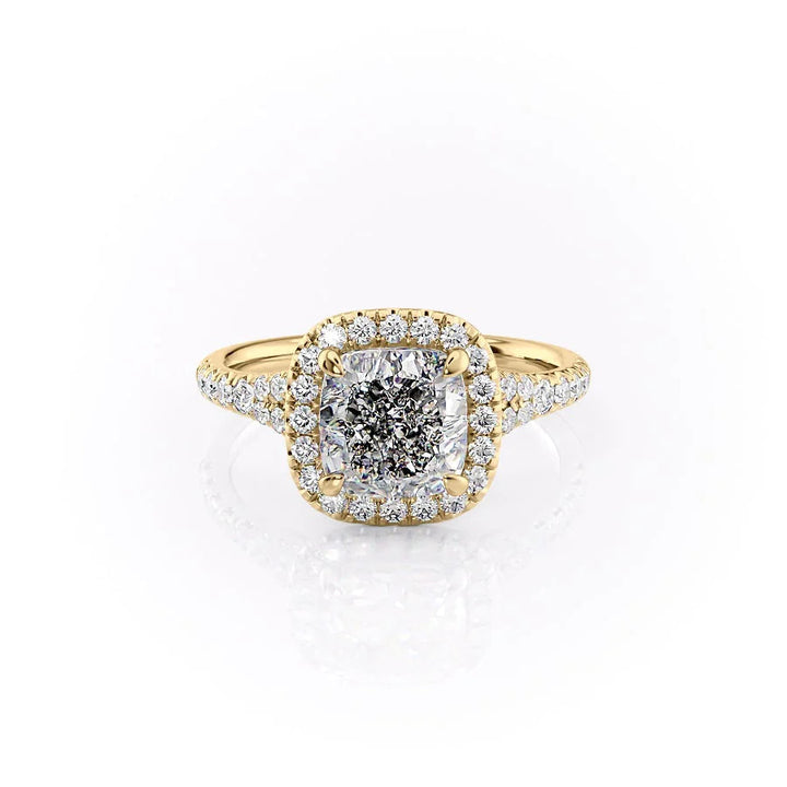 The Molly Set With Cushion Pave Lab Diamond 1 Carat 14K Gold#material_14k-gold