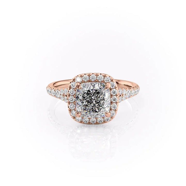 The Molly Set With Cushion Pave Lab Diamond 1 Carat 14K Rose#material_14k-rose