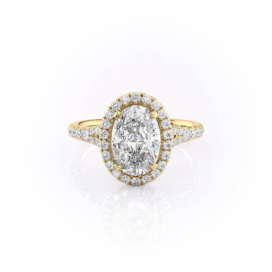 The Molly Set With Oval Pave Lab Diamond 1 Carat 14K Gold#material_14k-gold