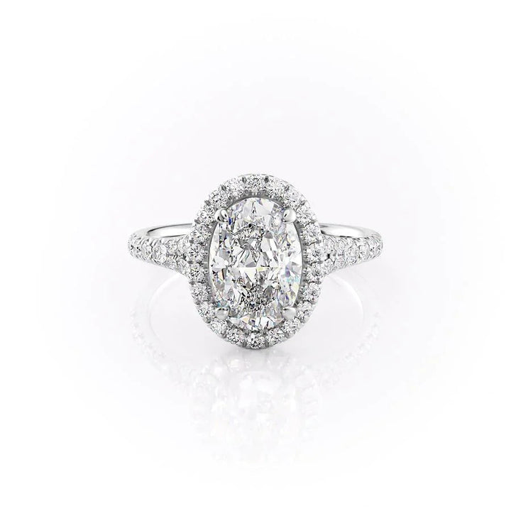 The Molly Set With Oval Pave Lab Diamond 1 Carat 14K White#material_14k-white