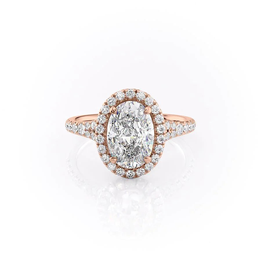 The Molly Set With Oval Pave Lab Diamond 1 Carat 18K Rose#material_18k-rose