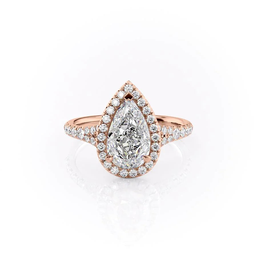 The Molly Set With Pear Pave Lab Diamond 1 Carat 14K Rose#material_14k-rose