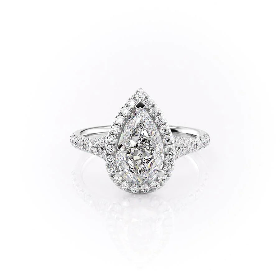 The Molly Set With Pear Pave Lab Diamond 1 Carat 14K White#material_14k-white