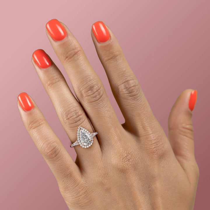 The Molly Pear Lab Diamond Moissanite Engagement Ring *Shown with 2 ct #material_rose