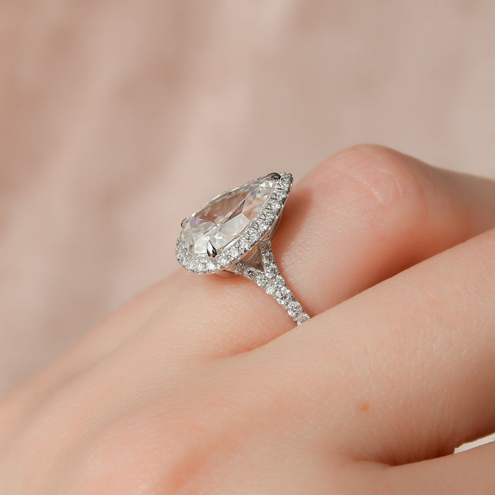 The Molly Pear Lab Diamond Moissanite Engagement Ring *Shown with 3 ct #material_white