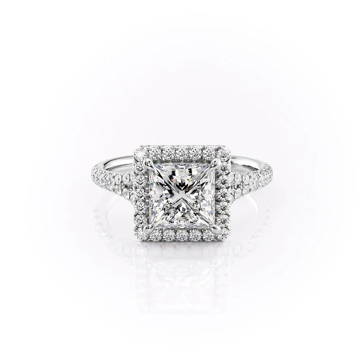 The Molly Set With Princess Pave Lab Diamond 1 Carat 14K White#material_14k-white