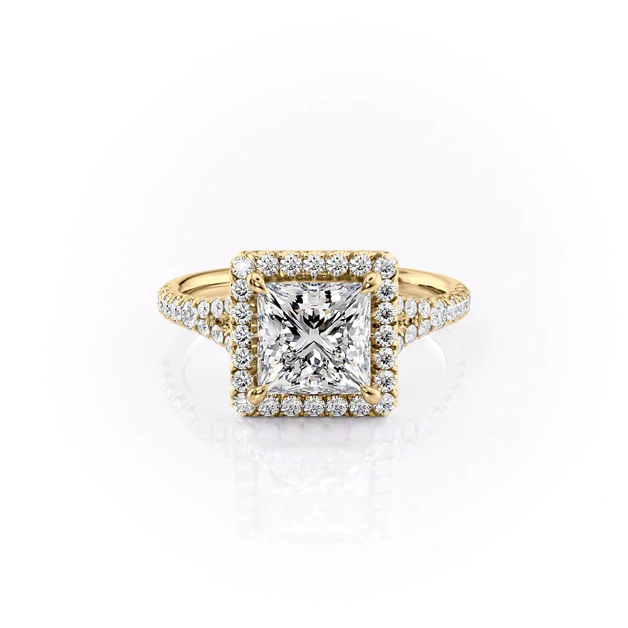 The Molly Set With Princess Pave Lab Diamond 1 Carat 18K Gold#material_18k-gold