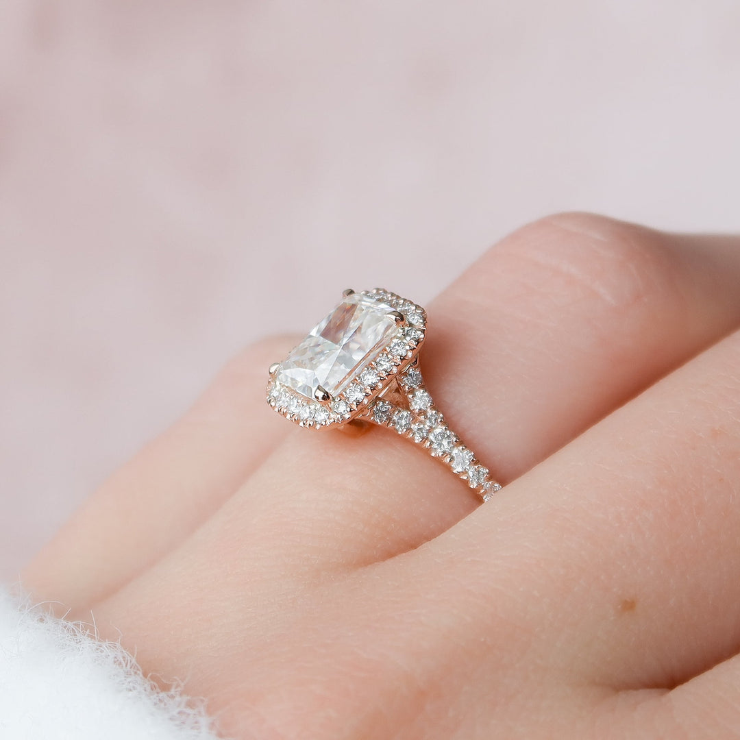 The Molly Set With Radiant Pave Lab Diamond 2.5 Carat 14K Rose#material_14k-rose