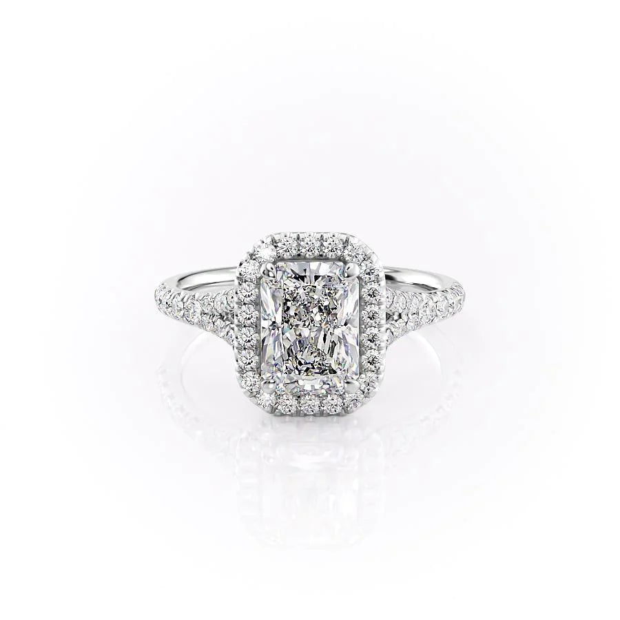 The Molly Set With Radiant Pave Lab Diamond 1 Carat 14K White#material_14k-white