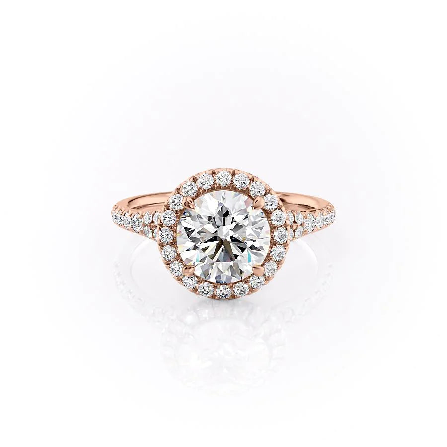 The Molly Set With Round Pave Lab Diamond 1 Carat 14K Rose#material_14k-rose