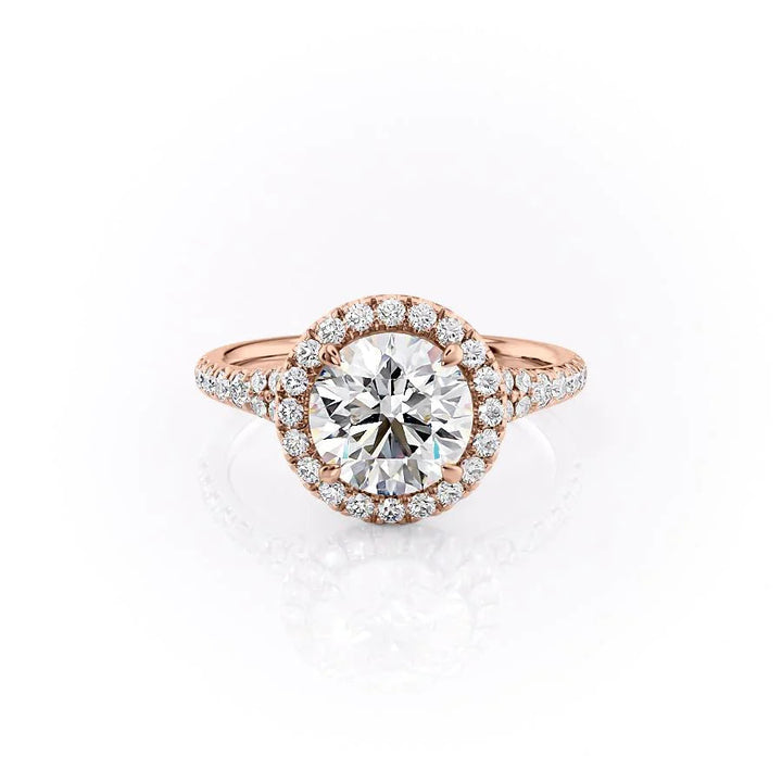 The Molly Set With Round Pave Lab Diamond 1 Carat 14K Rose#material_14k-rose