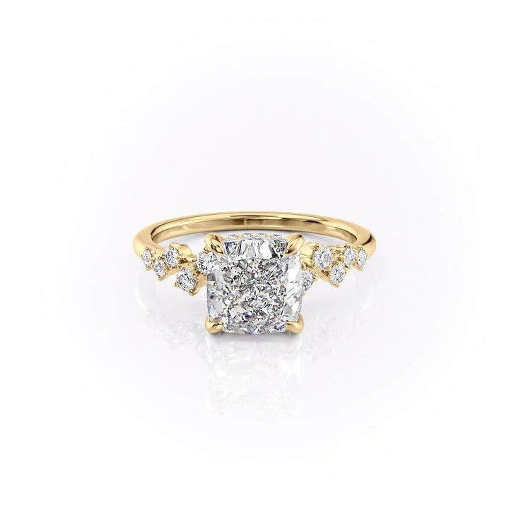 The Mona Set With Cushion Side Stone Lab Diamond 1 Carat 14K Gold#material_14k-gold