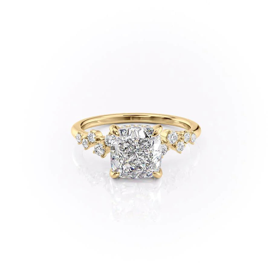 The Mona Set With Cushion Side Stone Moissanite#material_14k-gold