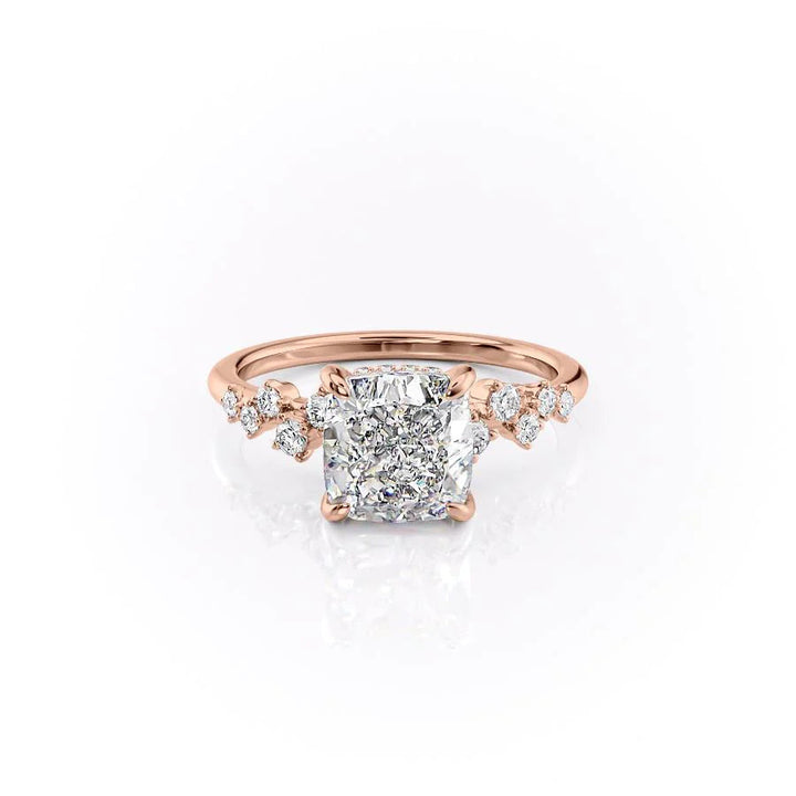 The Mona Set With Cushion Side Stone Moissanite#material_14k-rose