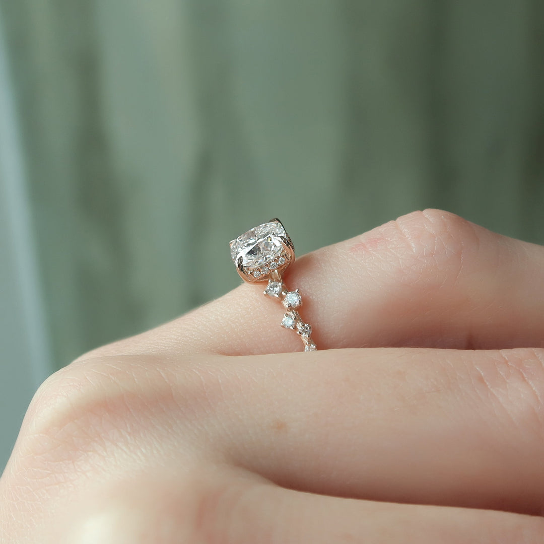 The Mona Set With Cushion Side Stone Moissanite#material_14k-rose