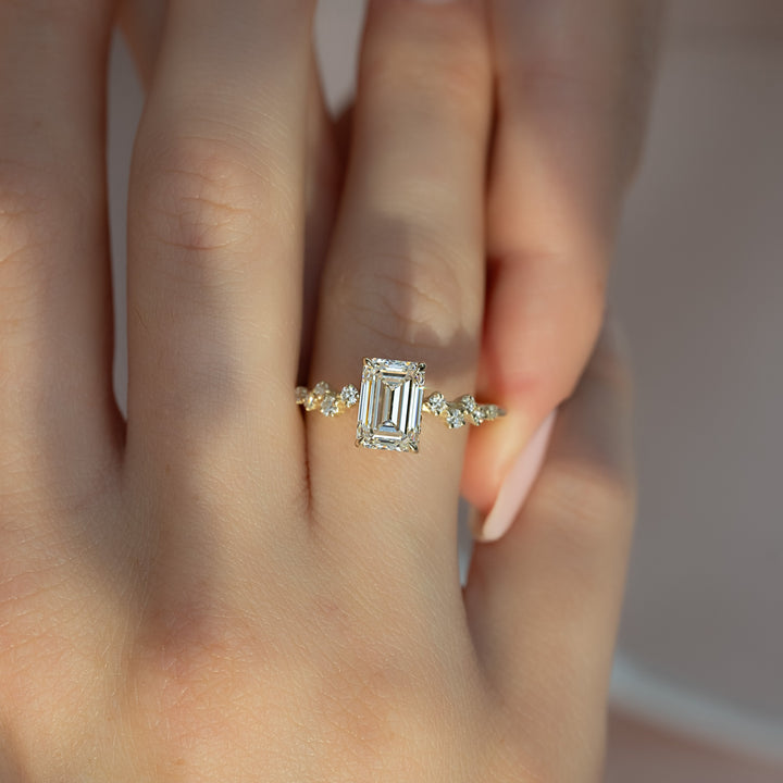 The Mona Emerald Lab Diamond Moissanite Engagement Ring *Shown with 2 ct #material_gold