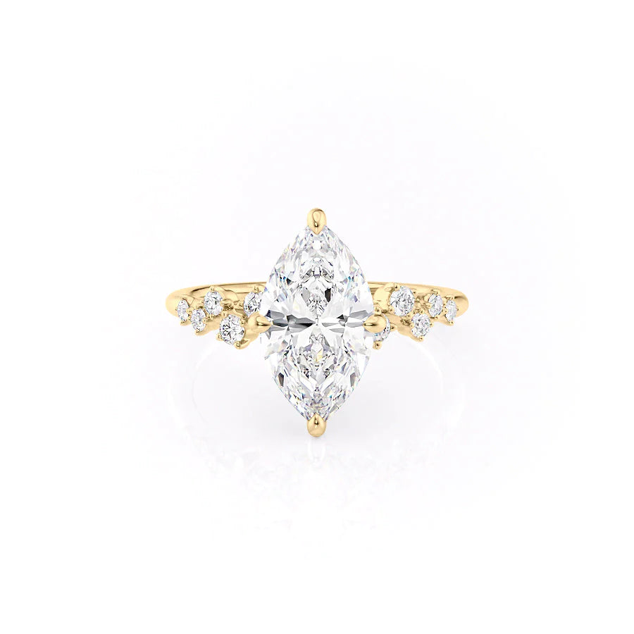 The Mona Set With Marquise Side Stone Moissanite#material_14k-gold