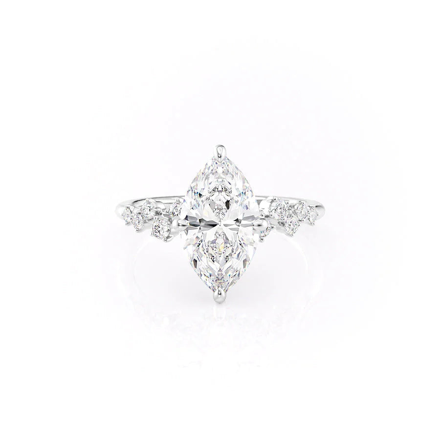 The Mona Set With Marquise Side Stone Lab Diamond 1 Carat 14K White#material_14k-white