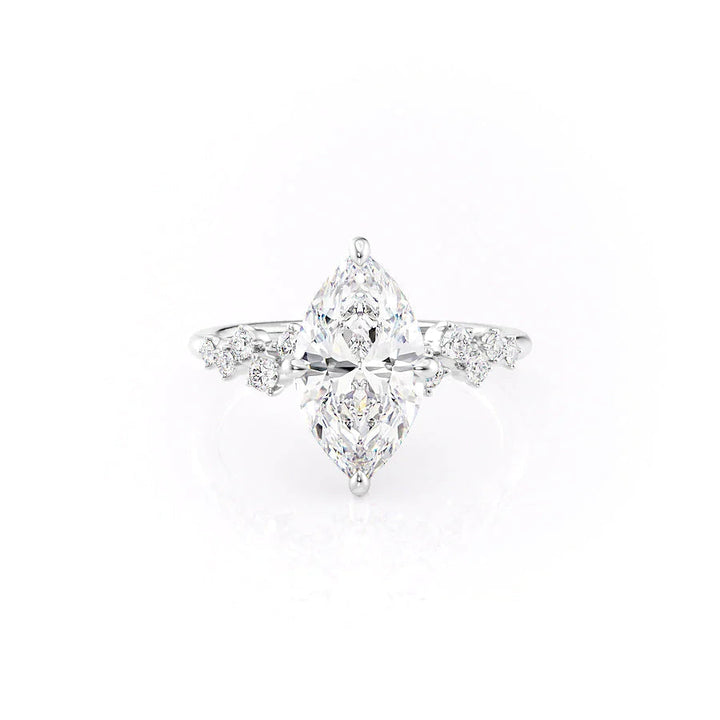 The Mona Set With Marquise Side Stone Lab Diamond 1 Carat 14K White#material_14k-white