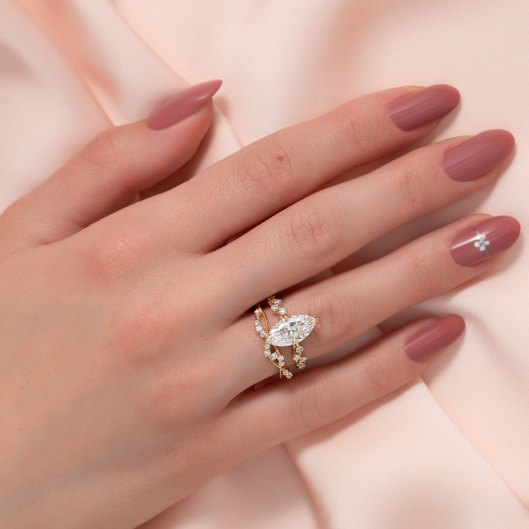 The Mona Marquise Lab Diamond Moissanite Engagement Ring