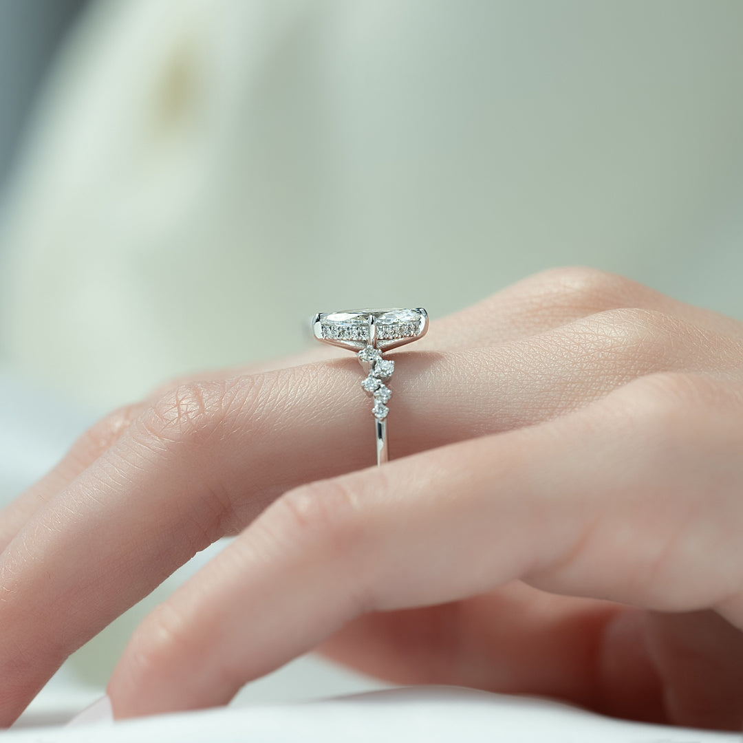 The Mona Marquise Lab Diamond Moissanite Engagement Ring