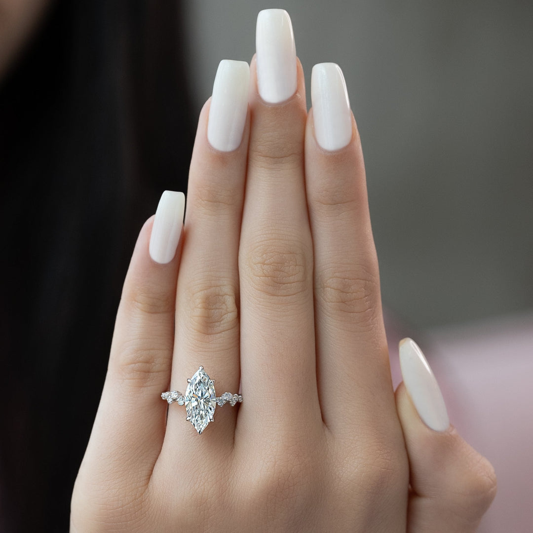 The Mona Marquise Lab Diamond Moissanite Engagement Ring
