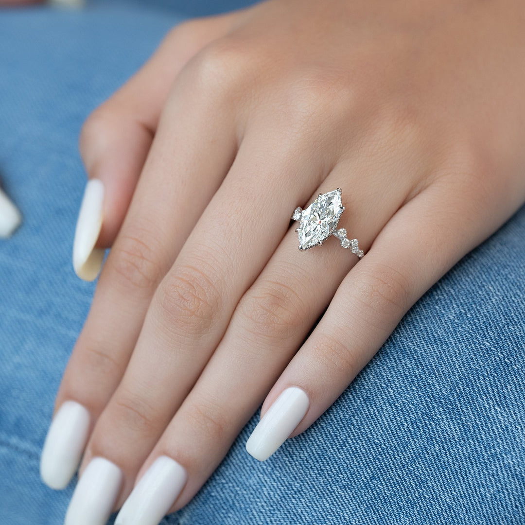 The Mona Marquise Lab Diamond Moissanite Engagement Ring