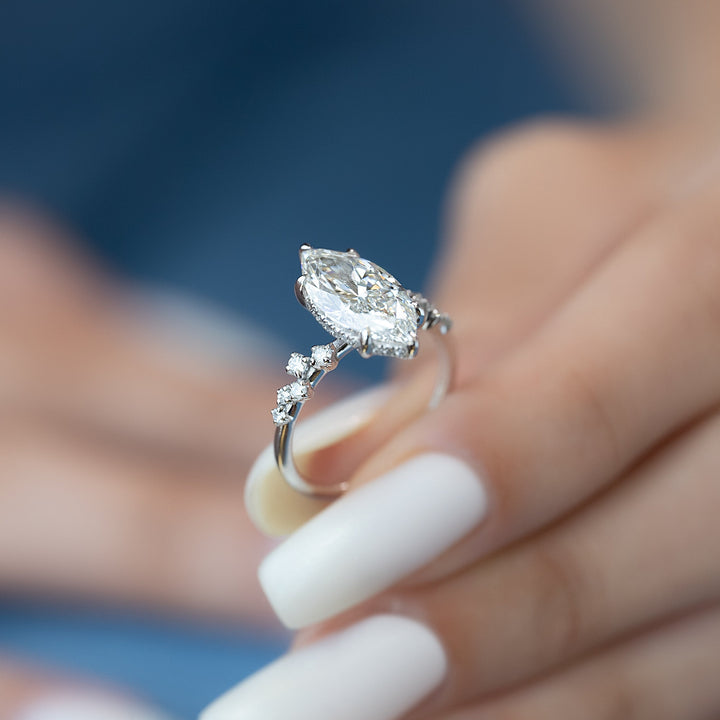 The Mona Marquise Lab Diamond Moissanite Engagement Ring *Shown with 2.5 ct #material_white