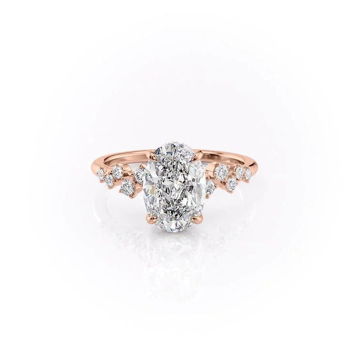 The Mona Set With Oval Side Stone Lab Diamond 1 Carat 14K Rose#material_14k-rose