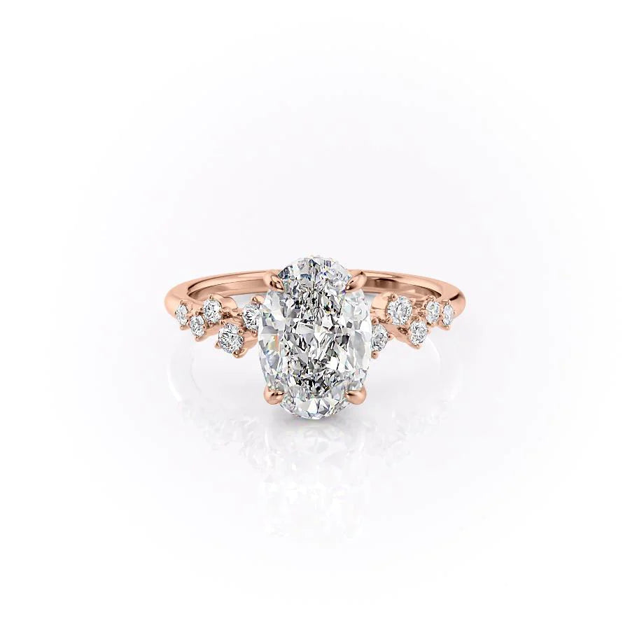 The Mona Set With Oval Side Stone Moissanite#material_14k-rose