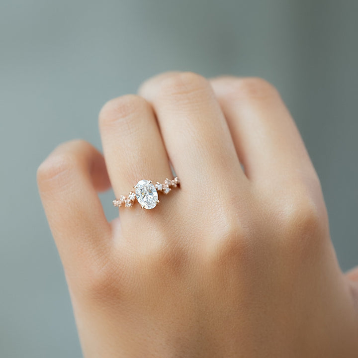 The Mona Set With Oval Side Stone Moissanite#material_14k-rose