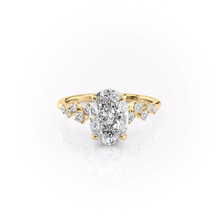 The Mona Set With Oval Side Stone Lab Diamond 1 Carat 18K Gold#material_18k-gold